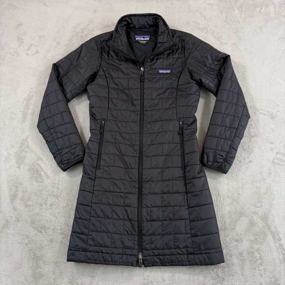 Patagonia Nano Puff Parka in Black Women XS PrimaLoft DWR Full Zip Pockets $320